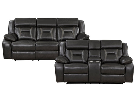 Amite Dark Gray Power Reclining Sofa and Loveseat - Ornate Home