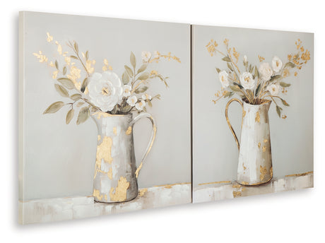 Amoryville Taupe/Green/Gold Finish Wall Art Set (Set of 3) - Ornate Home