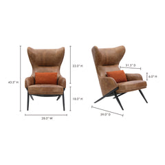 Amos Brown Leather Accent Chair - Ornate Home