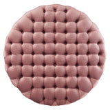 Amour Dusty Rose Tufted Button Large Round Performance Velvet Ottoman - Ornate Home