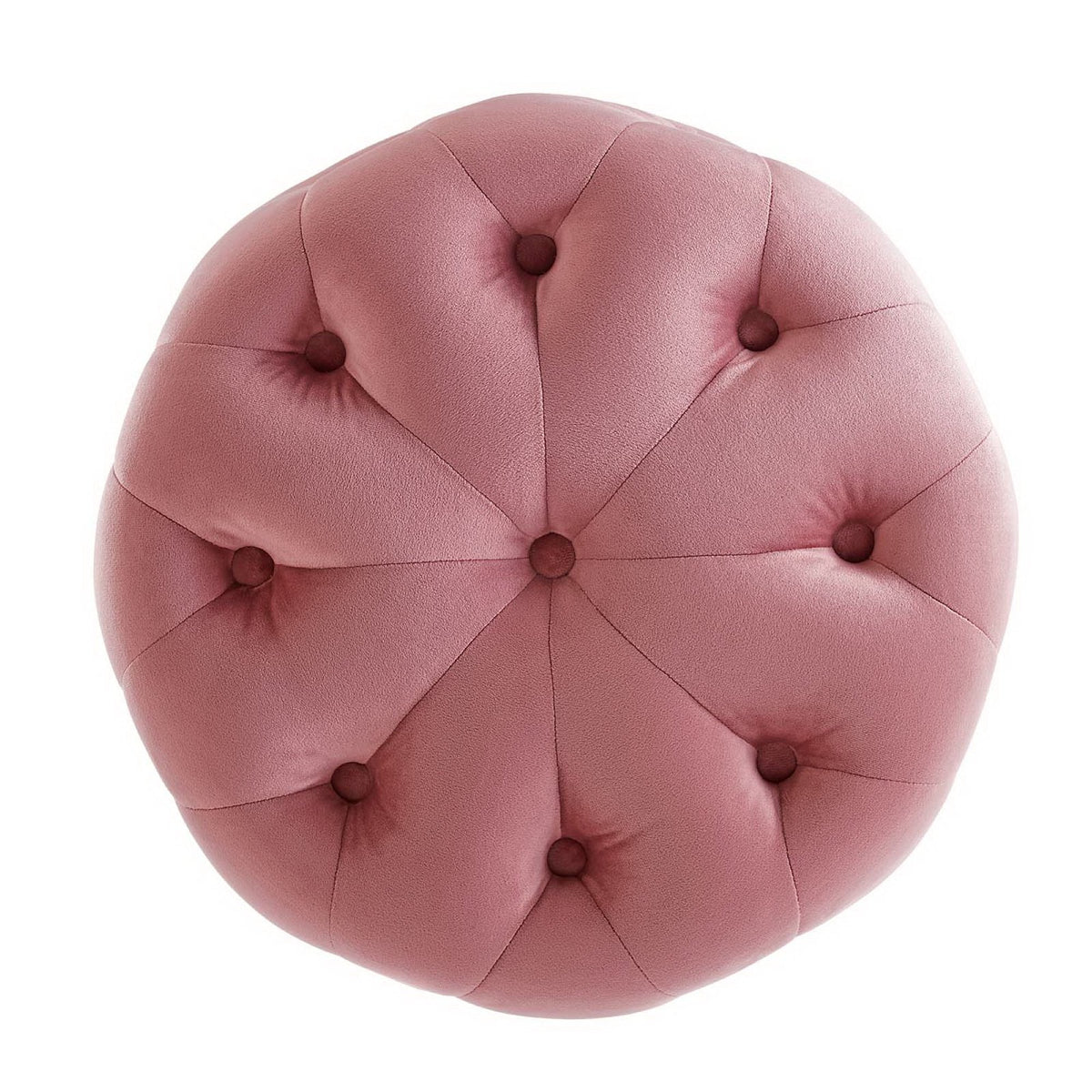 Amour Dusty Rose Tufted Button Round Performance Velvet Ottoman - Ornate Home