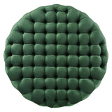 Amour Emerald Tufted Button Large Round Performance Velvet Ottoman - Ornate Home