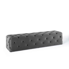Amour Gray 72" Tufted Button Entryway Performance Velvet Bench - Ornate Home