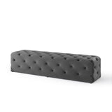 Amour Gray 72" Tufted Button Entryway Performance Velvet Bench - Ornate Home