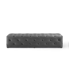 Amour Gray 72" Tufted Button Entryway Performance Velvet Bench - Ornate Home