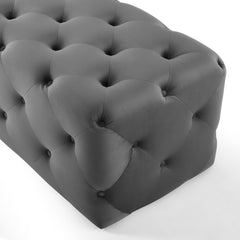Amour Gray 72" Tufted Button Entryway Performance Velvet Bench - Ornate Home