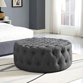 Amour Gray Upholstered Fabric Ottoman - Ornate Home