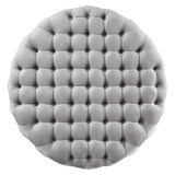 Amour Light Gray Tufted Button Large Round Performance Velvet Ottoman - Ornate Home