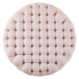 Amour Pink Tufted Button Large Round Performance Velvet Ottoman - Ornate Home