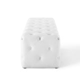 Amour White 60" Tufted Button Entryway Faux Leather Bench - Ornate Home