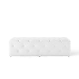 Amour White 60" Tufted Button Entryway Faux Leather Bench - Ornate Home