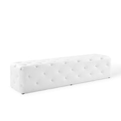 Amour White 72" Tufted Button Entryway Faux Leather Bench - Ornate Home