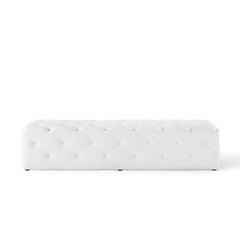 Amour White 72" Tufted Button Entryway Faux Leather Bench - Ornate Home
