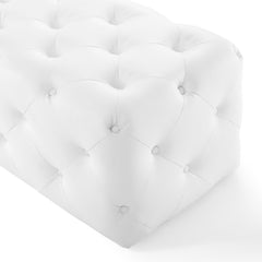 Amour White 72" Tufted Button Entryway Faux Leather Bench - Ornate Home