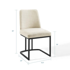 Amplify Black/Beige Sled Base Upholstered Fabric Dining Side Chair - Ornate Home