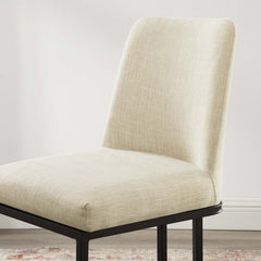 Amplify Black/Beige Sled Base Upholstered Fabric Dining Side Chair - Ornate Home