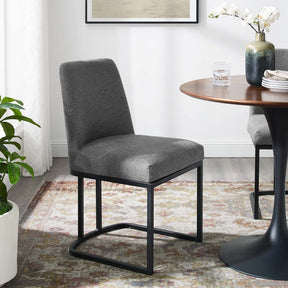 Amplify Black/Charcoal Sled Base Upholstered Fabric Dining Side Chair - Ornate Home