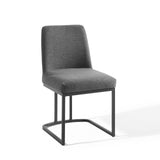 Amplify Black/Charcoal Sled Base Upholstered Fabric Dining Side Chair - Ornate Home