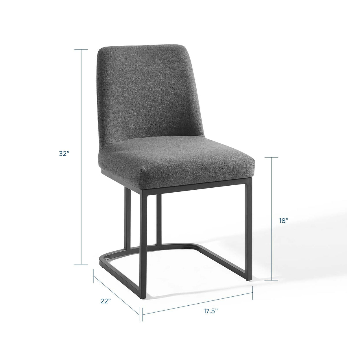 Amplify Black/Charcoal Sled Base Upholstered Fabric Dining Side Chair - Ornate Home