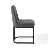 Amplify Black/Charcoal Sled Base Upholstered Fabric Dining Side Chair - Ornate Home