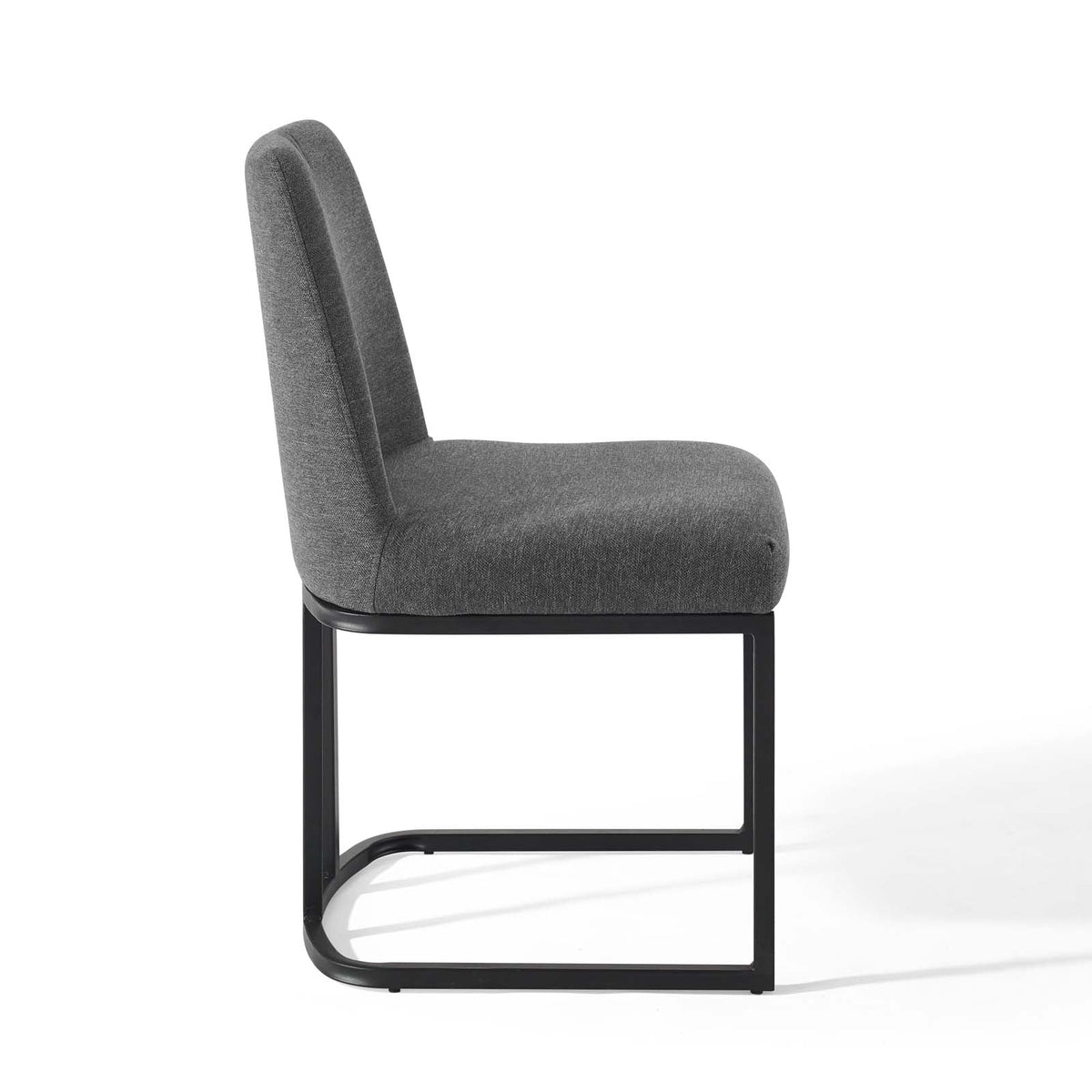 Amplify Black/Charcoal Sled Base Upholstered Fabric Dining Side Chair - Ornate Home
