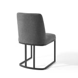 Amplify Black/Charcoal Sled Base Upholstered Fabric Dining Side Chair - Ornate Home