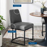 Amplify Black/Charcoal Sled Base Upholstered Fabric Dining Side Chair - Ornate Home