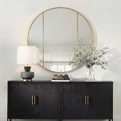 Amram Antique Brass Round Mirror - Ornate Home