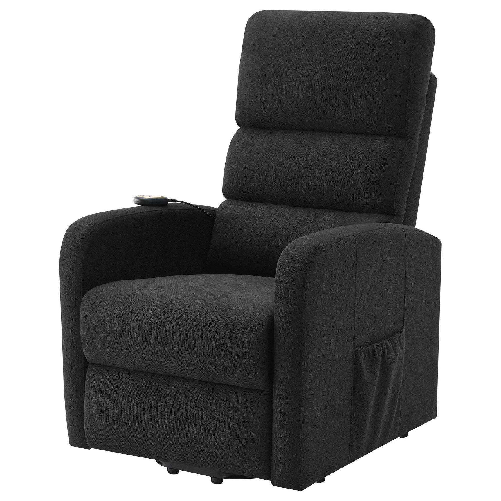 Amsdell Black Upholstered Power Lift Recliner with Remote - Ornate Home