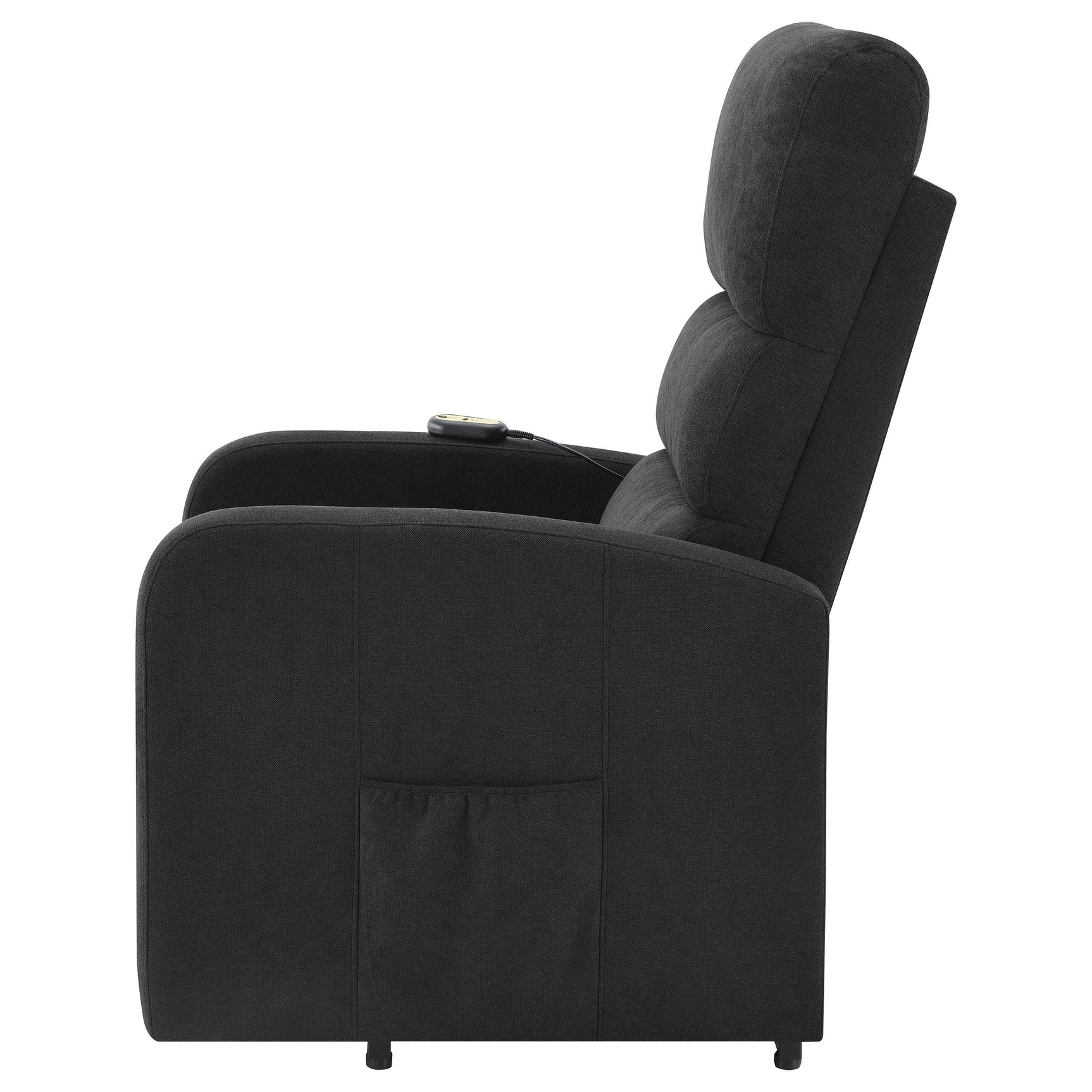 Amsdell Black Upholstered Power Lift Recliner with Remote - Ornate Home