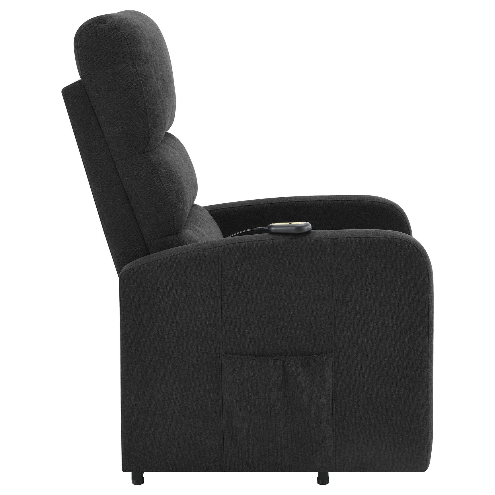 Amsdell Black Upholstered Power Lift Recliner with Remote - Ornate Home