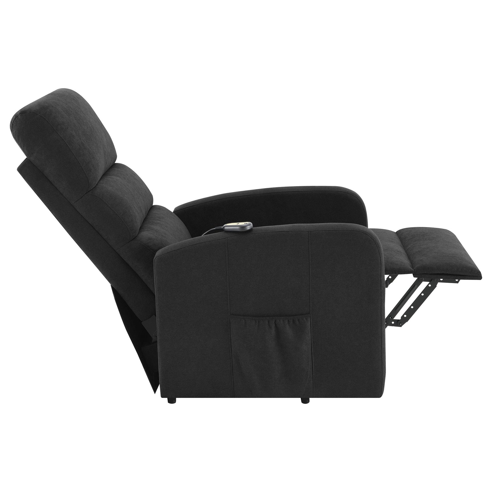 Amsdell Black Upholstered Power Lift Recliner with Remote - Ornate Home