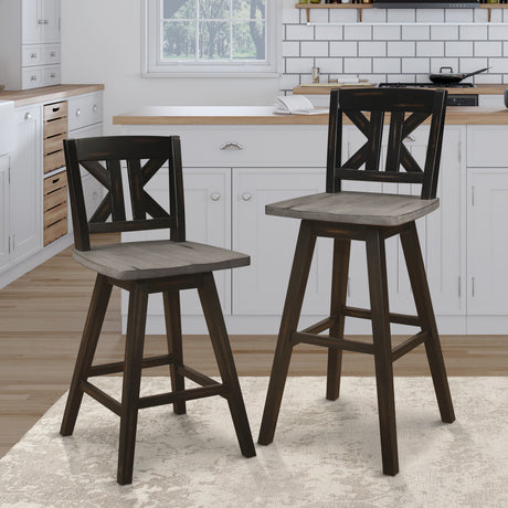 Amsonia Black Swivel Pub Counter Height Chair - Ornate Home