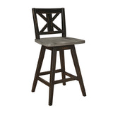Amsonia Gray/Black Swivel Counter Chair (Set of 2) - Ornate Home