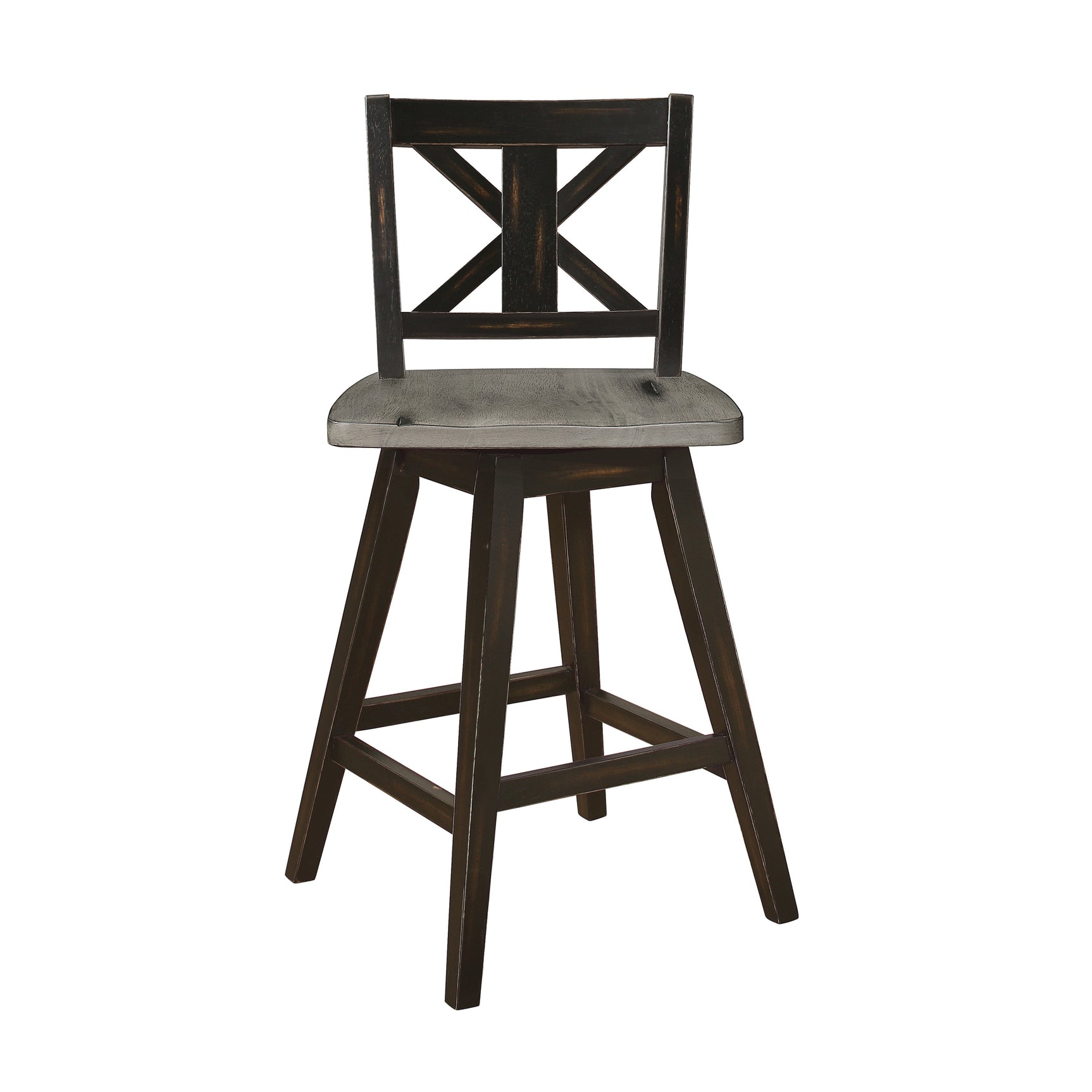 Amsonia Gray/Black Swivel Counter Chair (Set of 2) - Ornate Home