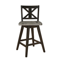 Amsonia Gray/Black Swivel Counter Chair (Set of 2) - Ornate Home