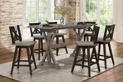 Amsonia Gray/Black Swivel Counter Chair (Set of 2) - Ornate Home