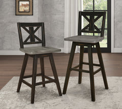 Amsonia Gray/Black Swivel Counter Chair (Set of 2) - Ornate Home