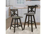 Amsonia Gray/Black Swivel Counter Chair (Set of 2) - Ornate Home