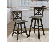 Amsonia Gray/Black Swivel Counter Chair (Set of 2) - Ornate Home