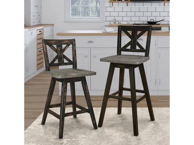 Amsonia Gray/Black Swivel Counter Chair (Set of 2) - Ornate Home