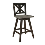 Amsonia Gray/Black Swivel Counter Chair (Set of 2) - Ornate Home