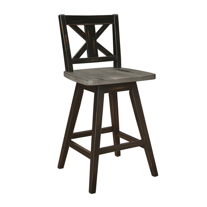 Amsonia Gray/Black Swivel Counter Chair (Set of 2) - Ornate Home
