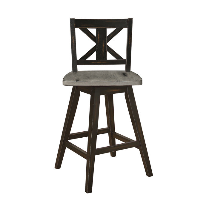 Amsonia Gray/Black Swivel Counter Chair (Set of 2) - Ornate Home