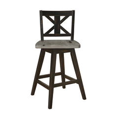 Amsonia Gray/Black Swivel Counter Chair (Set of 2) - Ornate Home