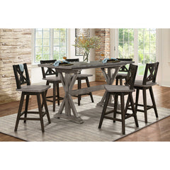 Amsonia Gray/Black Swivel Counter Chair (Set of 2) - Ornate Home