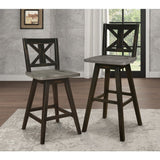 Amsonia Gray/Black Swivel Counter Chair (Set of 2) - Ornate Home