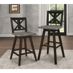 Amsonia Gray/Black Swivel Counter Chair (Set of 2) - Ornate Home