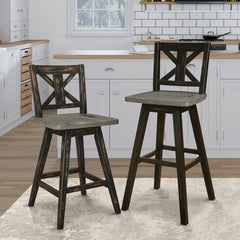 Amsonia Gray/Black Swivel Counter Chair (Set of 2) - Ornate Home