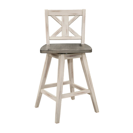 Amsonia Gray/White Swivel Counter Chair (Set of 2) - Ornate Home